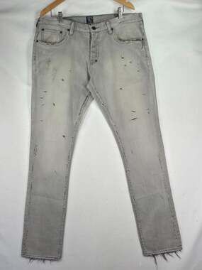PRPS Le Sabre Jeans Mens 36 Light Grey Distressed Destroyed Slim Tapered Denim